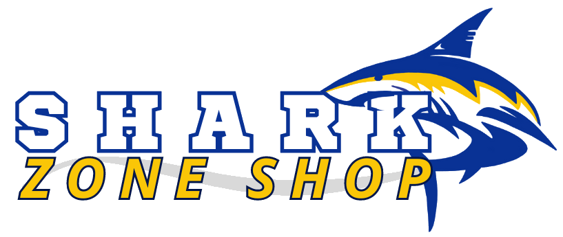 Logo de Shark Shop Zone. Nombre de la tienda y tiburon