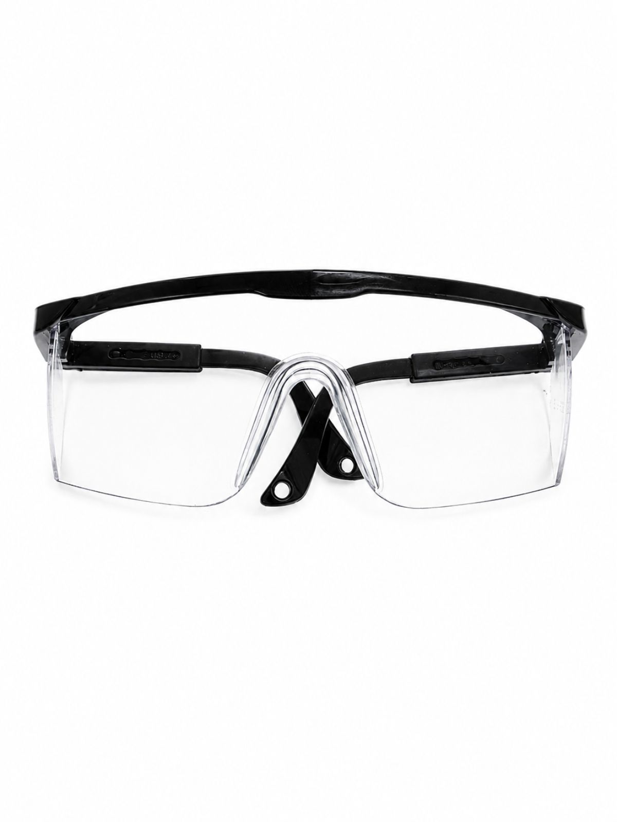 gafas de protección para laboratorio con marco color negro y lentes transparentes
