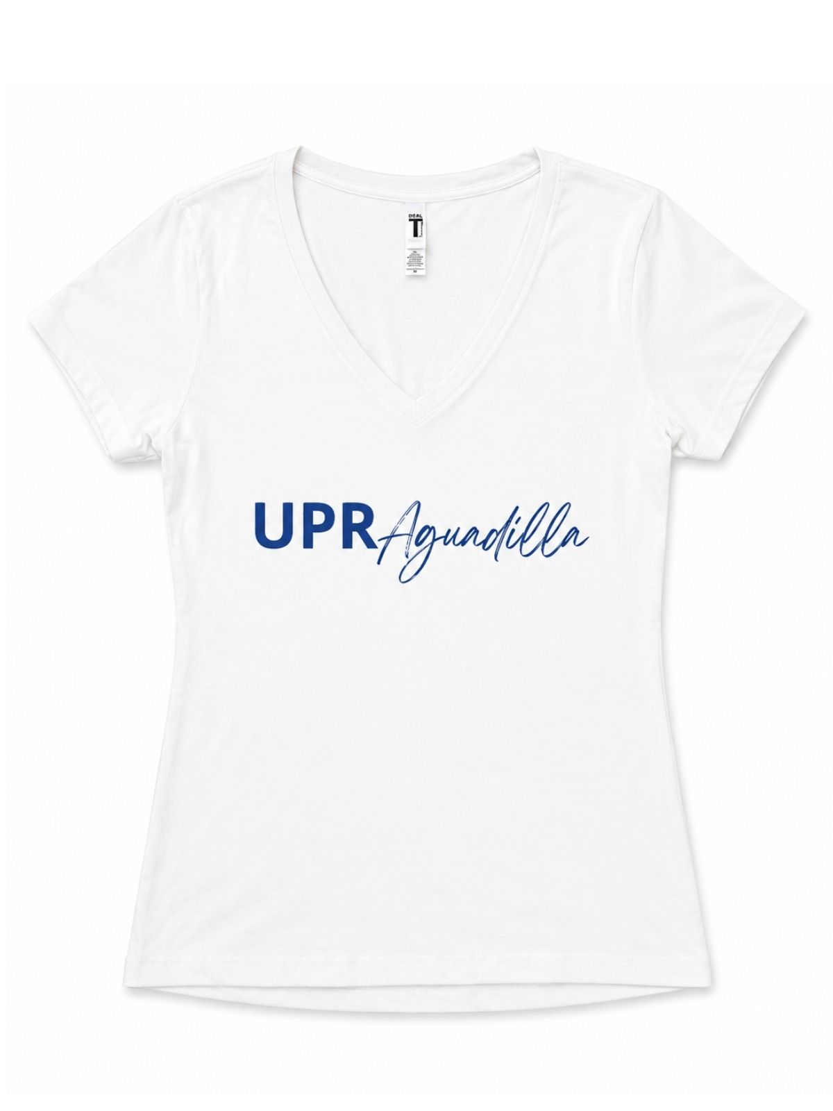 Camisa femenina blanca cuello V UPR Aguadilla